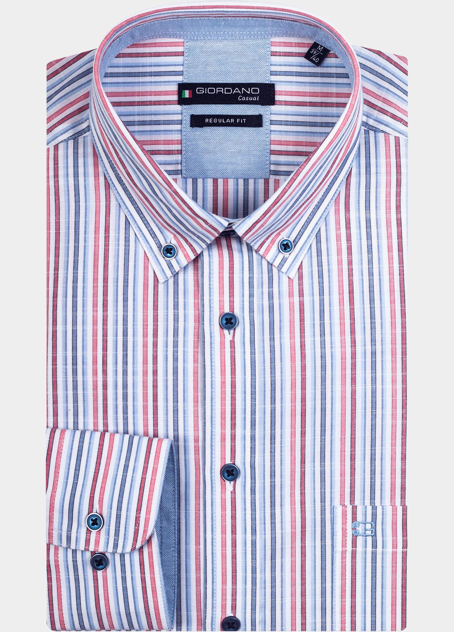 Giordano Overhemd heren Rood Ivy, LS Button Down Multicolo 417105/30