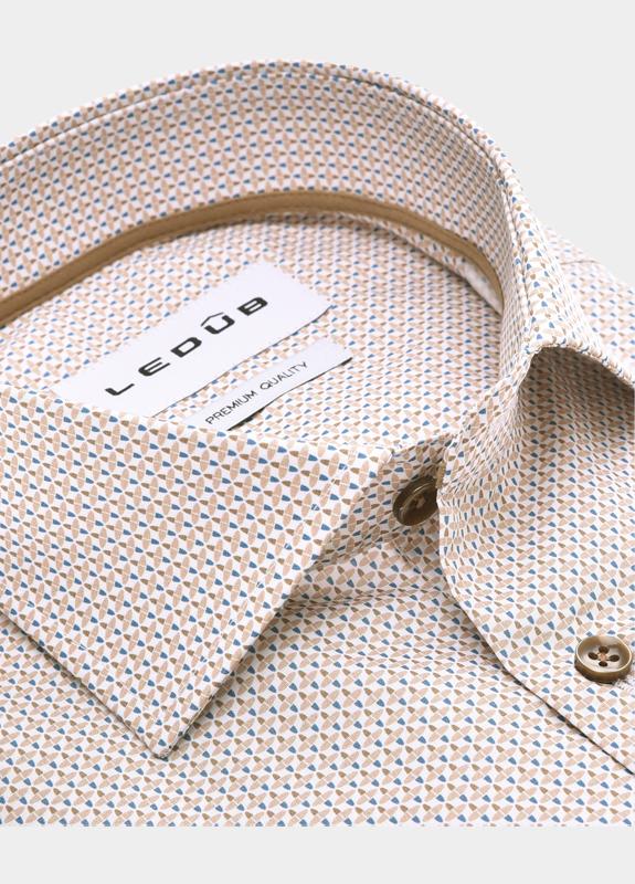 Ledub Business hemd lange mouw Bruin  0143280/630-645-000