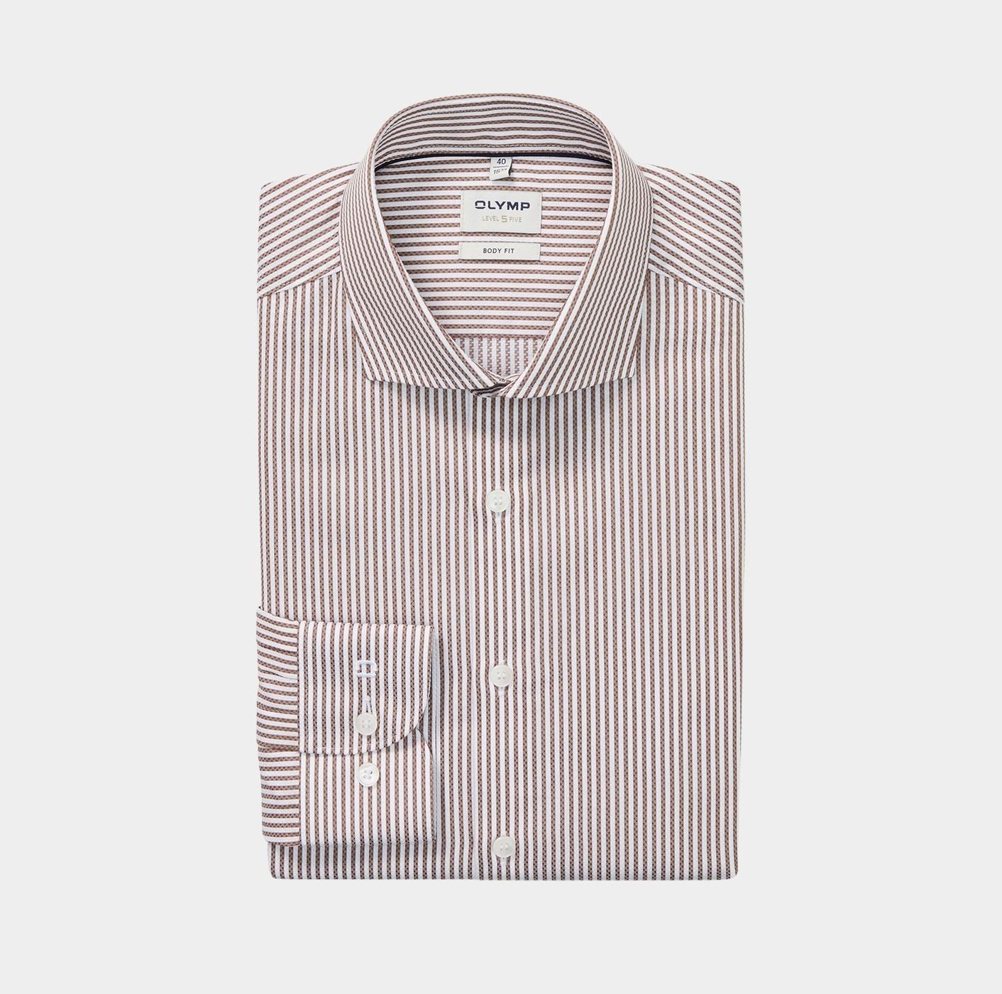 Olymp Business hemd lange mouw Bruin Level 5 209774/28