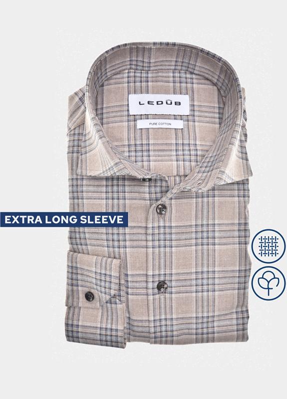 Ledub Overhemd extra lange mouw Bruin  0701991/620-000-000