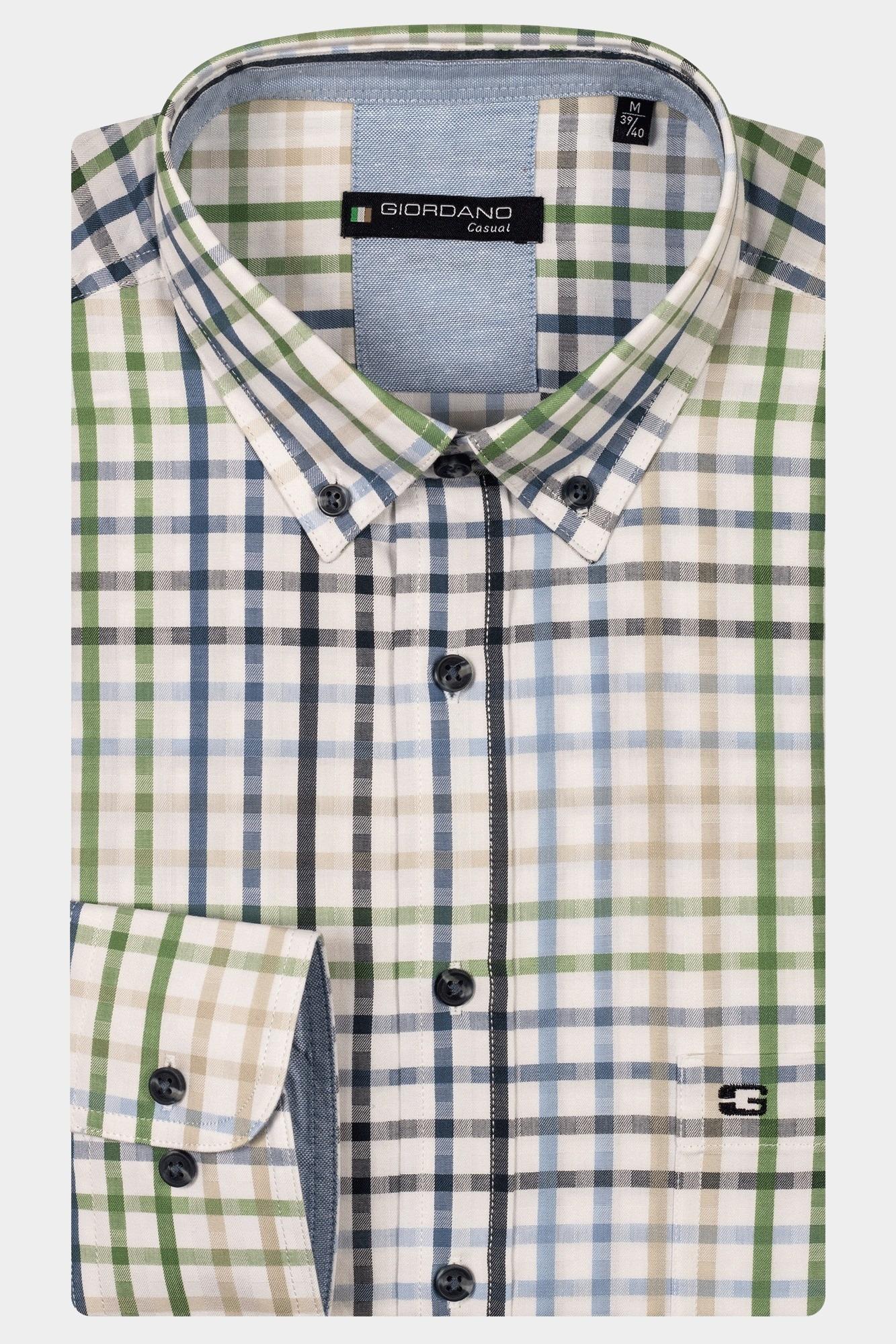 Giordano Casual hemd lange mouw Groen Ivy long sleeve button down t 517311/70