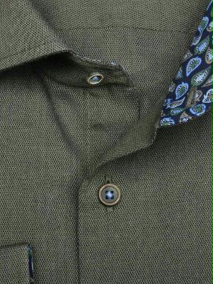 Bos Bright Blue Business hemd lange mouw Groen Wesley Dressual Shirt 19306WE04BO/368 Olive