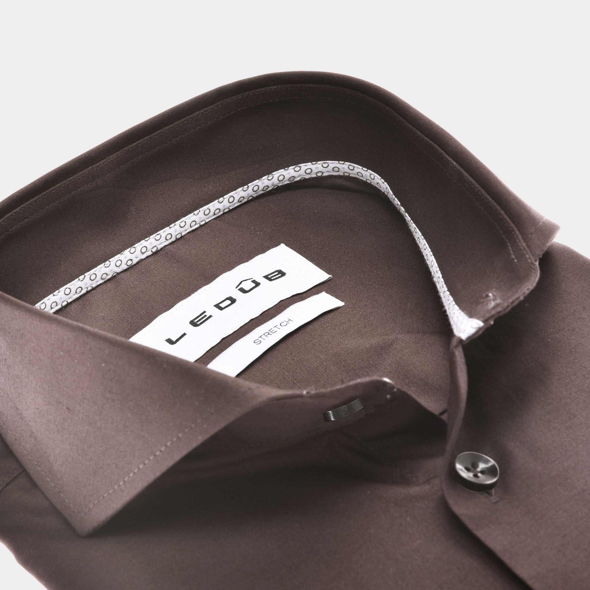 Ledub Business hemd lange mouw Bruin LE24241   SF 5 0142556/690-680-000