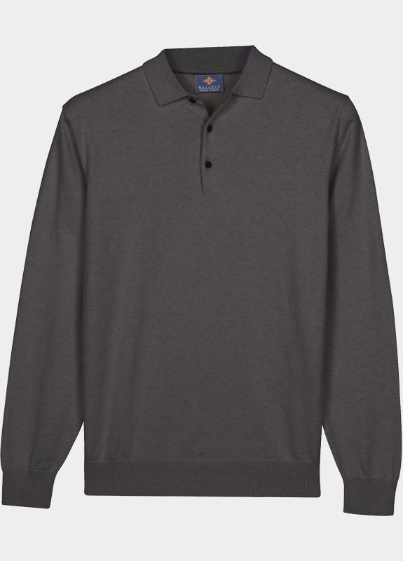 Baileys Polo lange mouwen heren Blauw Polo Pullover LS placket butt 618300/955