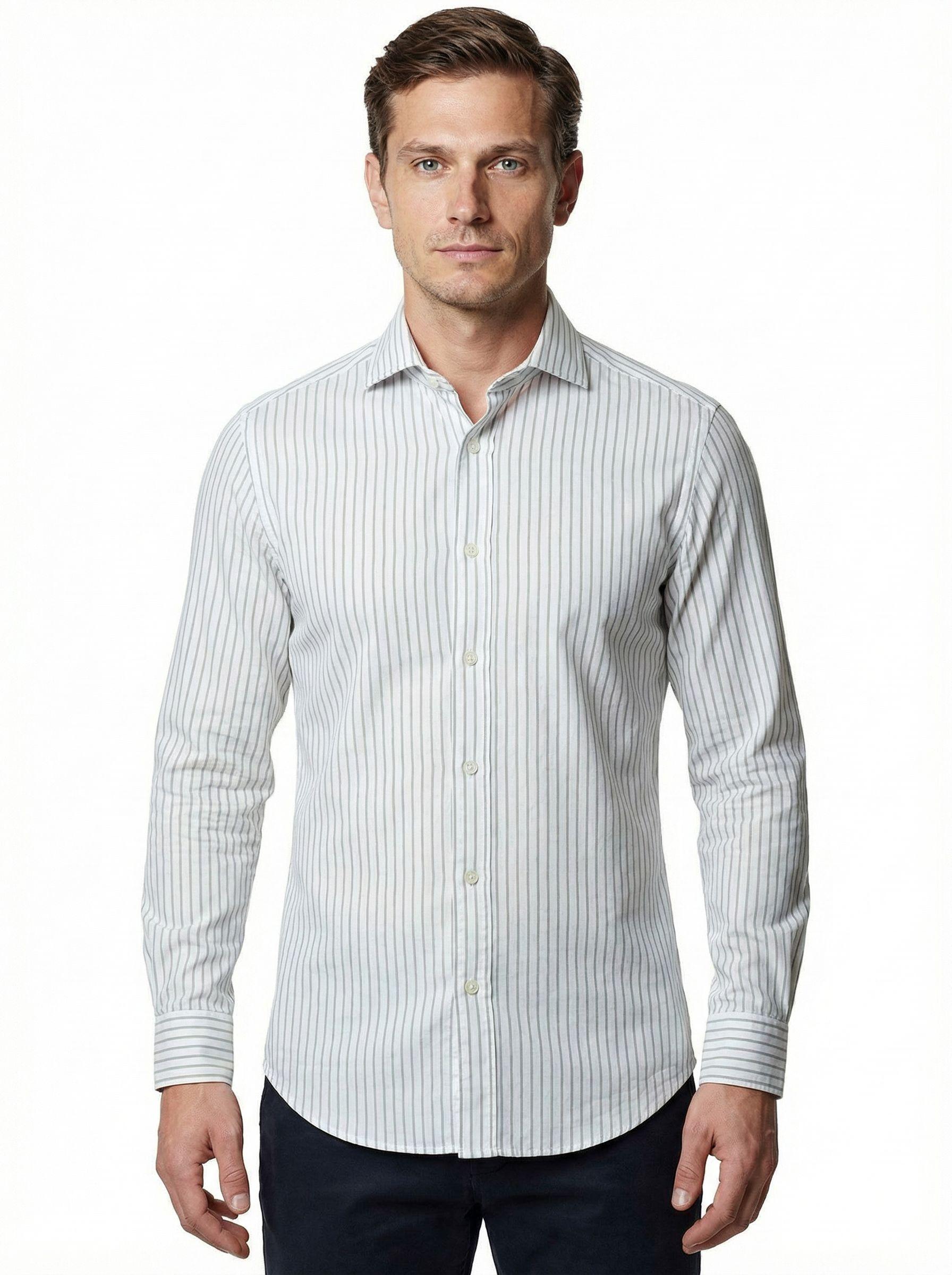 Bos Casual hemd lange mouw Beige Linnen Shirt 5401.426/2D