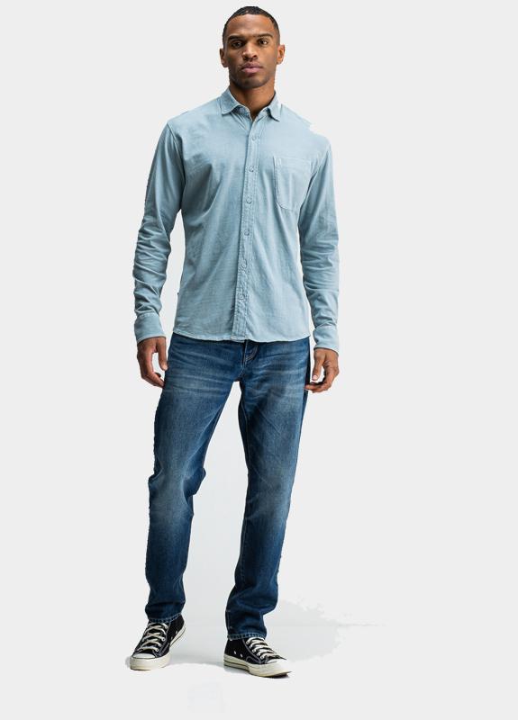 Butcher of Blue Casual hemd lange mouw Blauw Aidan Peached Jersey Shirt M2524035/823