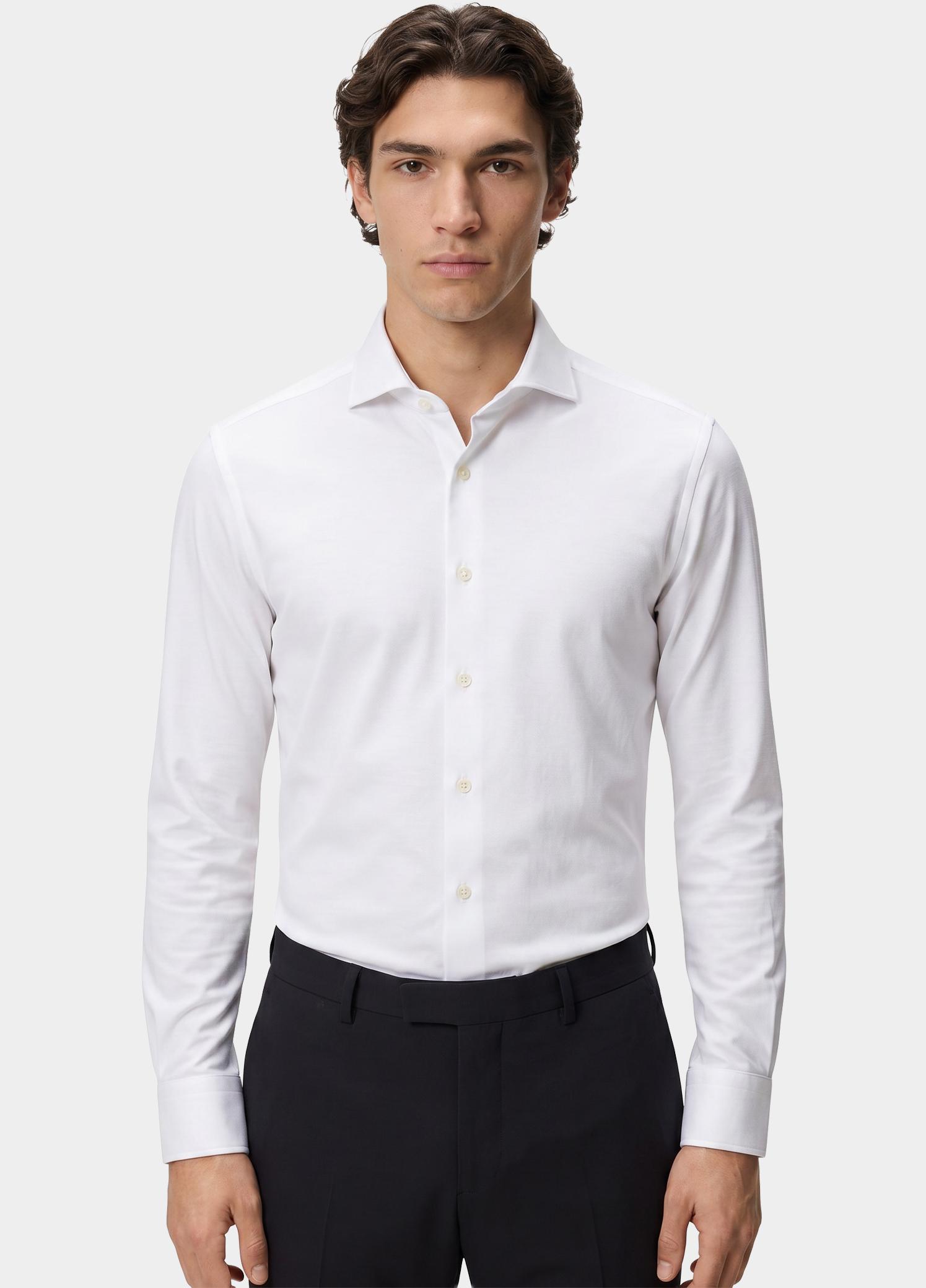Profuomo Business hemd lange mouw Wit knitted piqué slim fit PP2HC10012/2