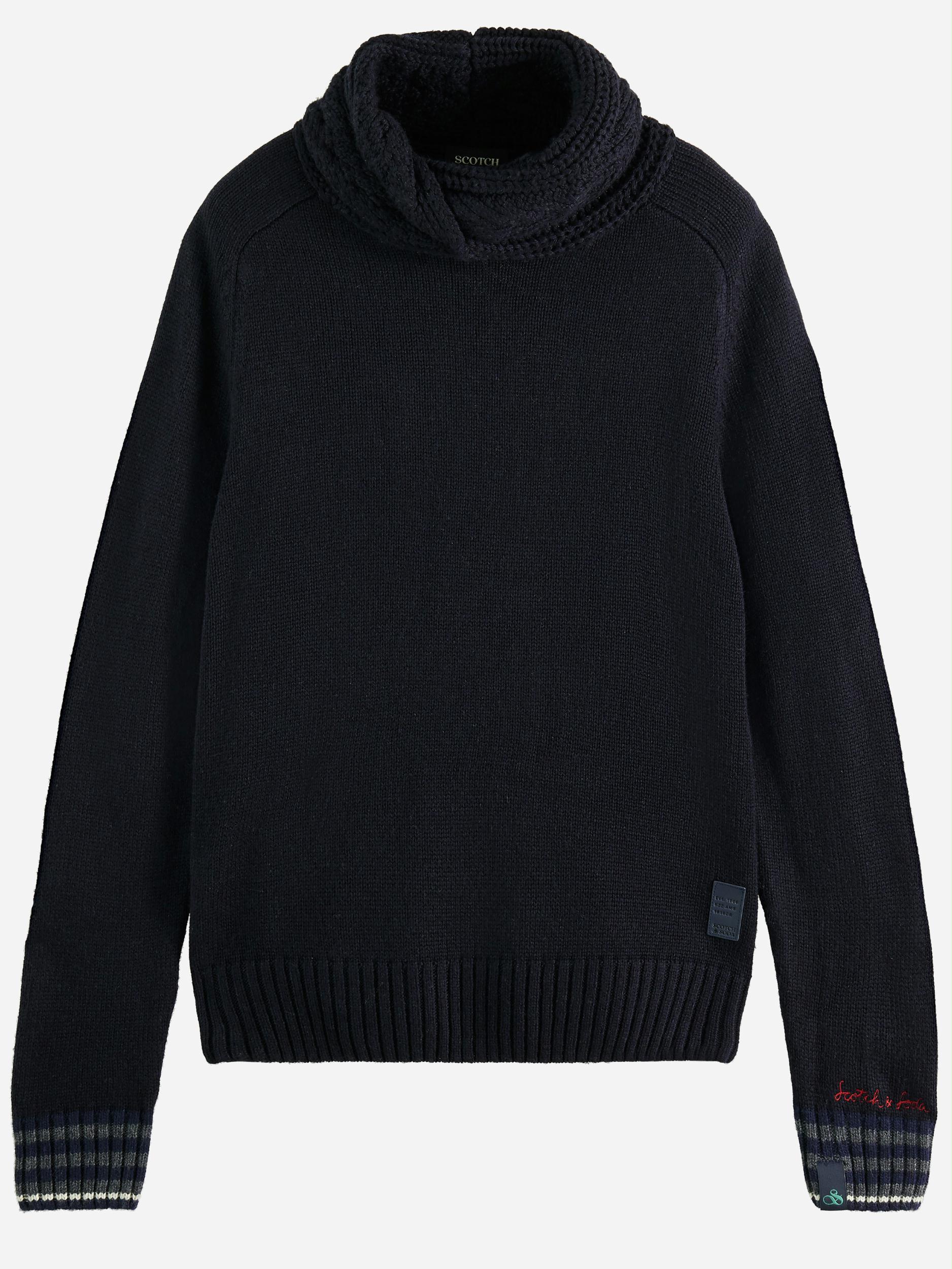 Scotch & Soda Pullover Blauw Wool-blend twisted collar pull 169261/0004