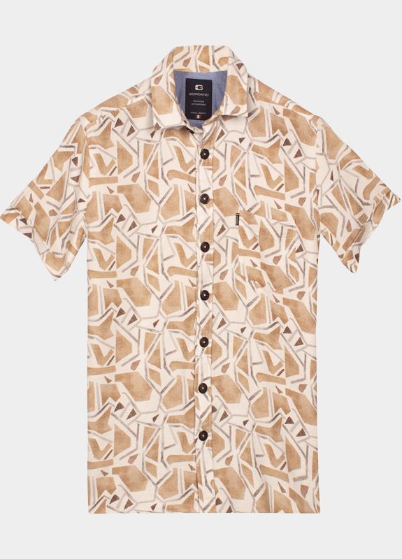 Giordano overhemd korte mouw heren Bruin Vivaro Short Sleeve Resort St 616881/80