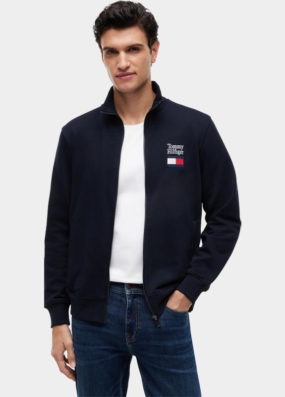 Tommy Hilfiger Sweater Blauw TOMMY EMBRO FLAG STAND COLLAR MW0MW42466/DW5