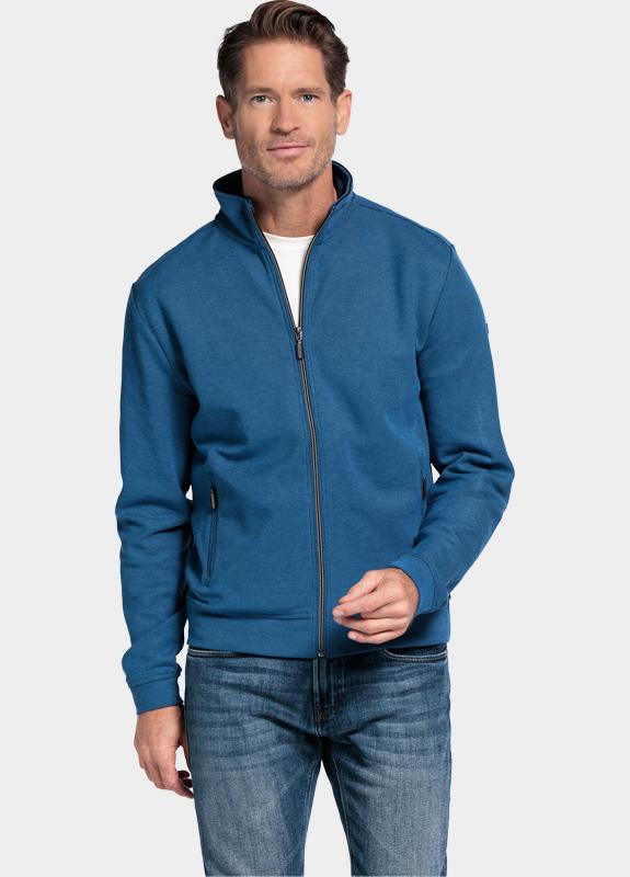 Baileys Vest Blauw Sweat Cardigan Zip  Jacquard 522256/650