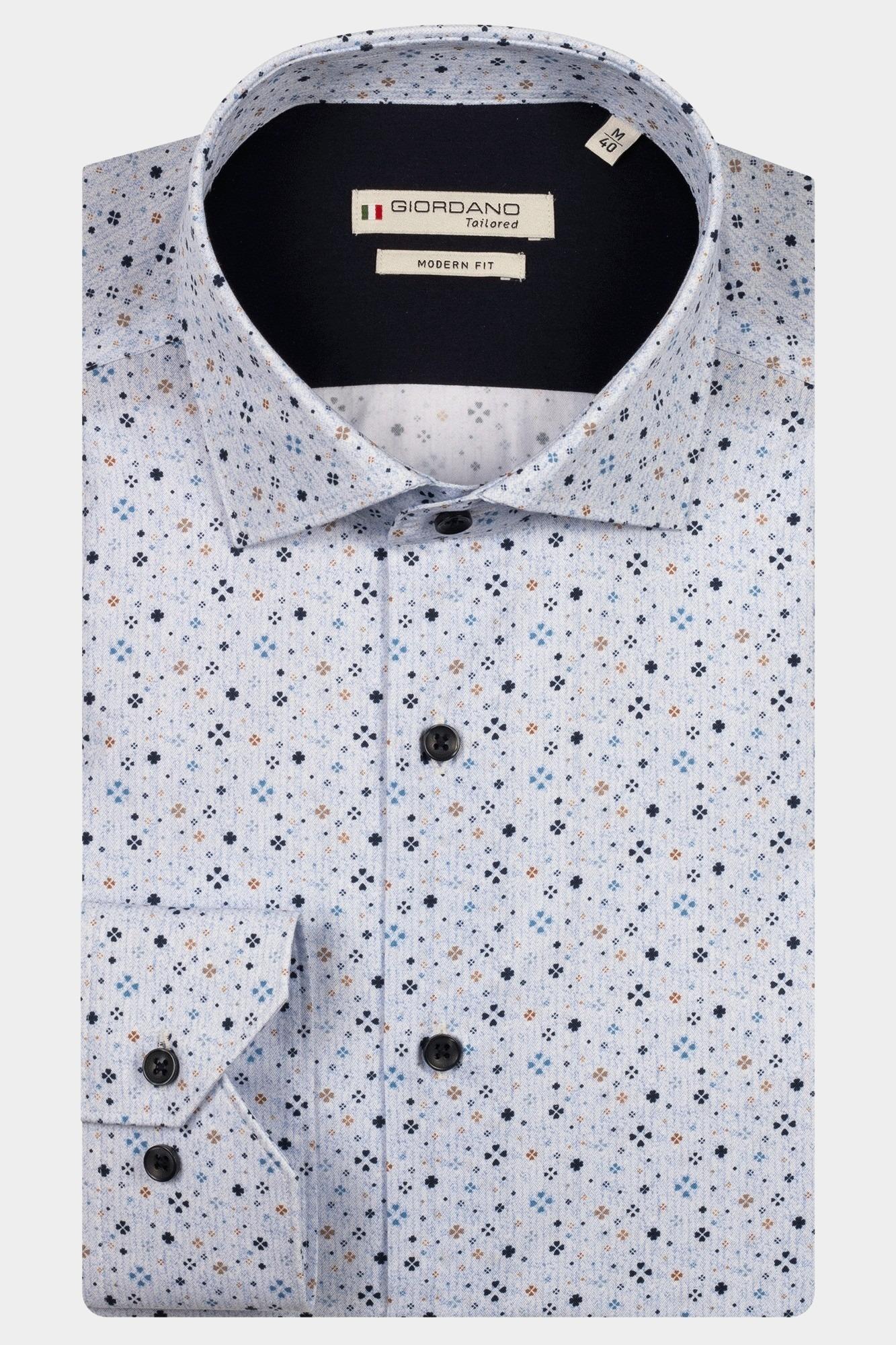 Giordano Casual hemd lange mouw Blauw Maggiore long sleeve semi cut 527817/60