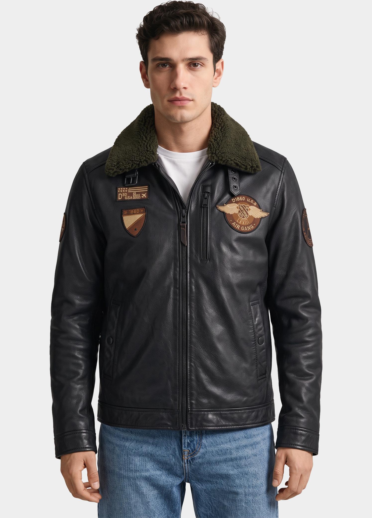 Donders 1860 Lerenjas heren Zwart Leather Jacket with Badges 52727/590
