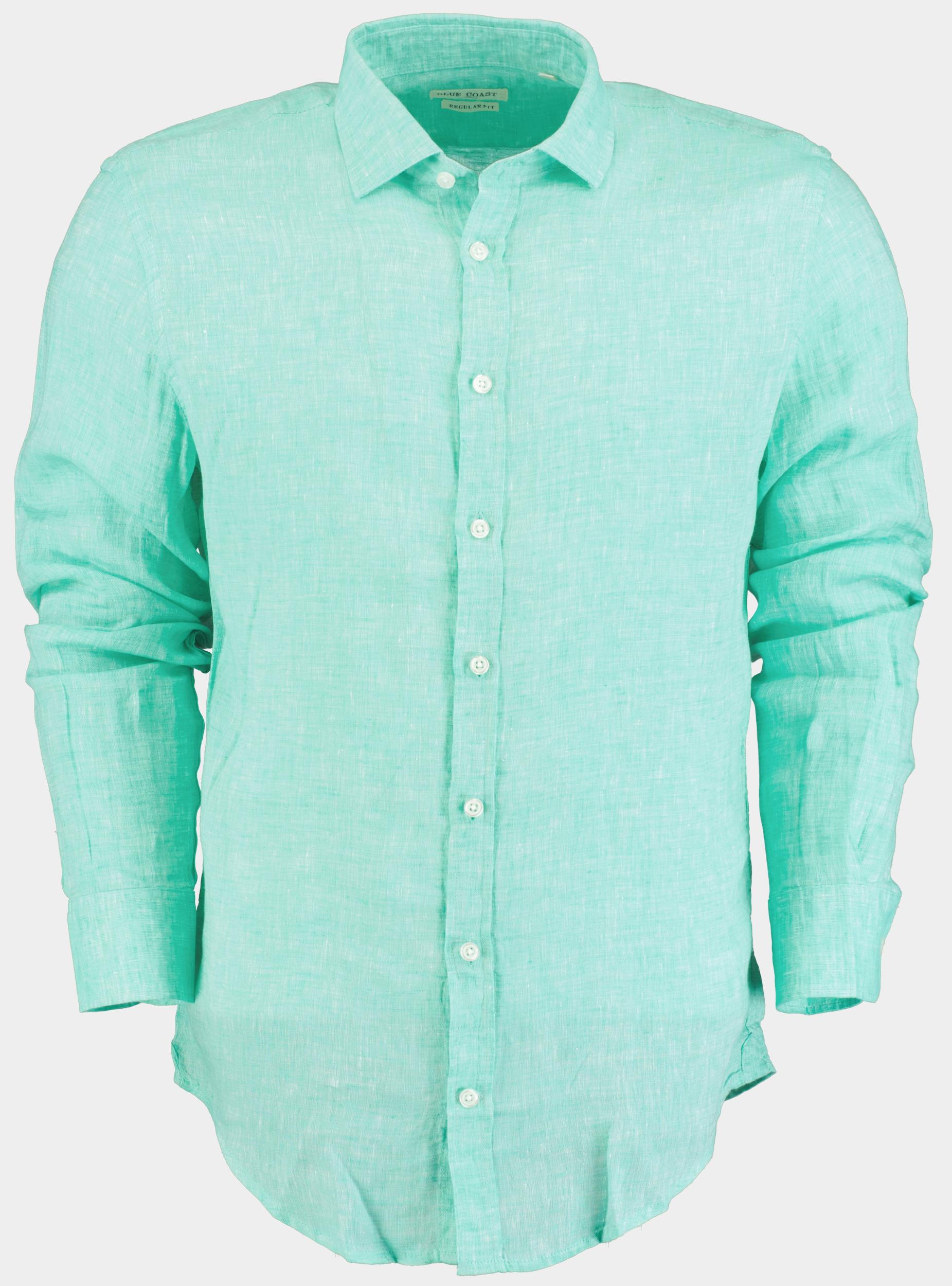 Blue Coast Casual hemd lange mouw Groen 100% linnen, regular fit 118L/0045 verde