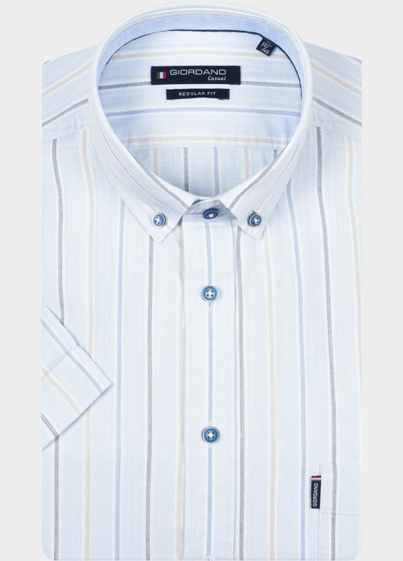 Giordano overhemd korte mouw heren Blauw League Short Sleeve Button Do 616141/61