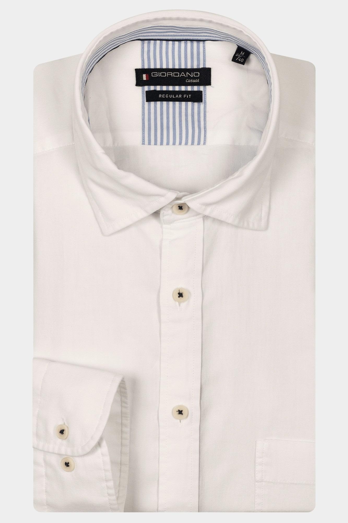 Giordano Casual hemd lange mouw Wit Verona LS button under washed 517029/10