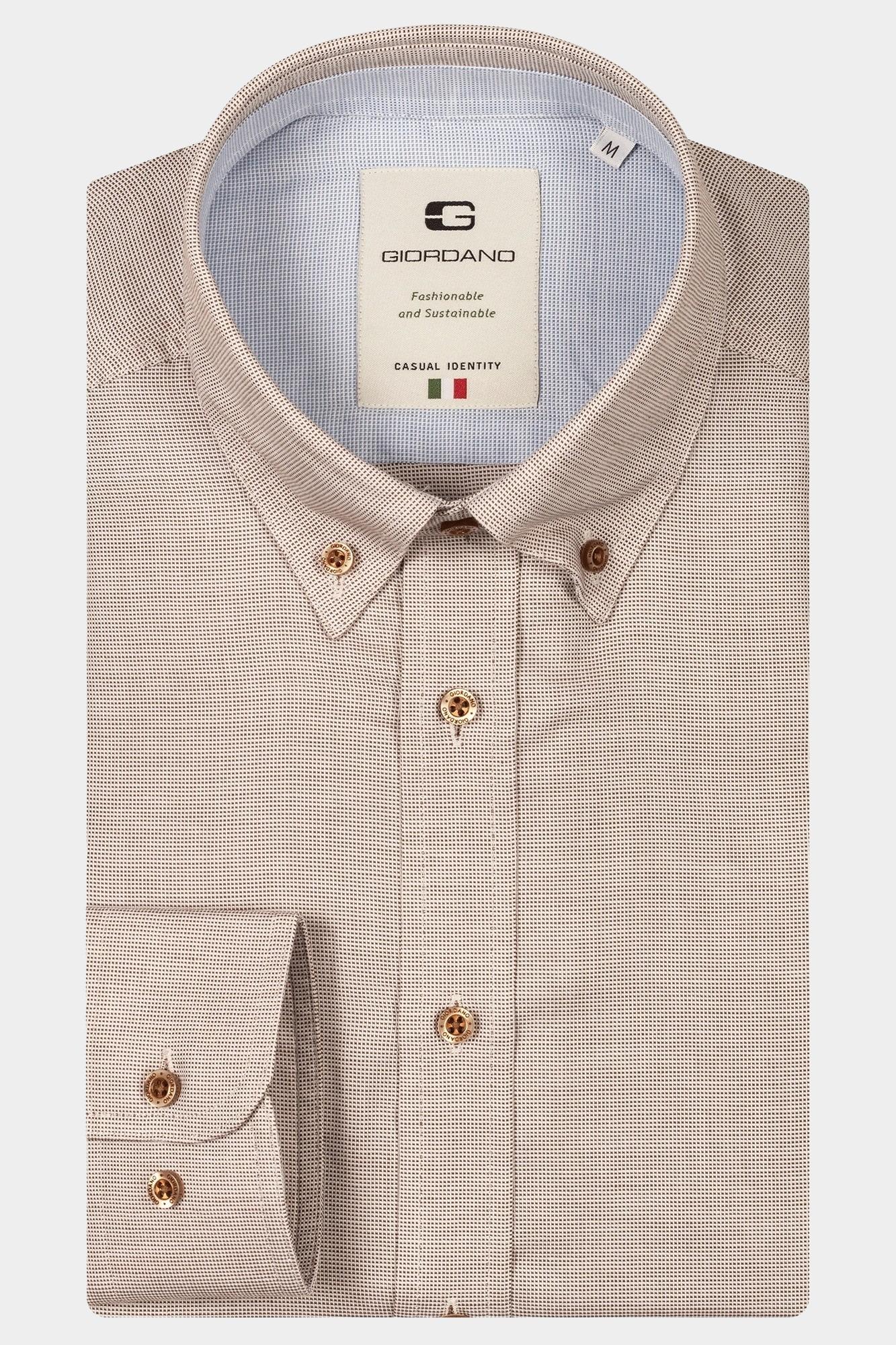 Giordano Casual hemd lange mouw Bruin Loretto long sleeve button do 517851/80
