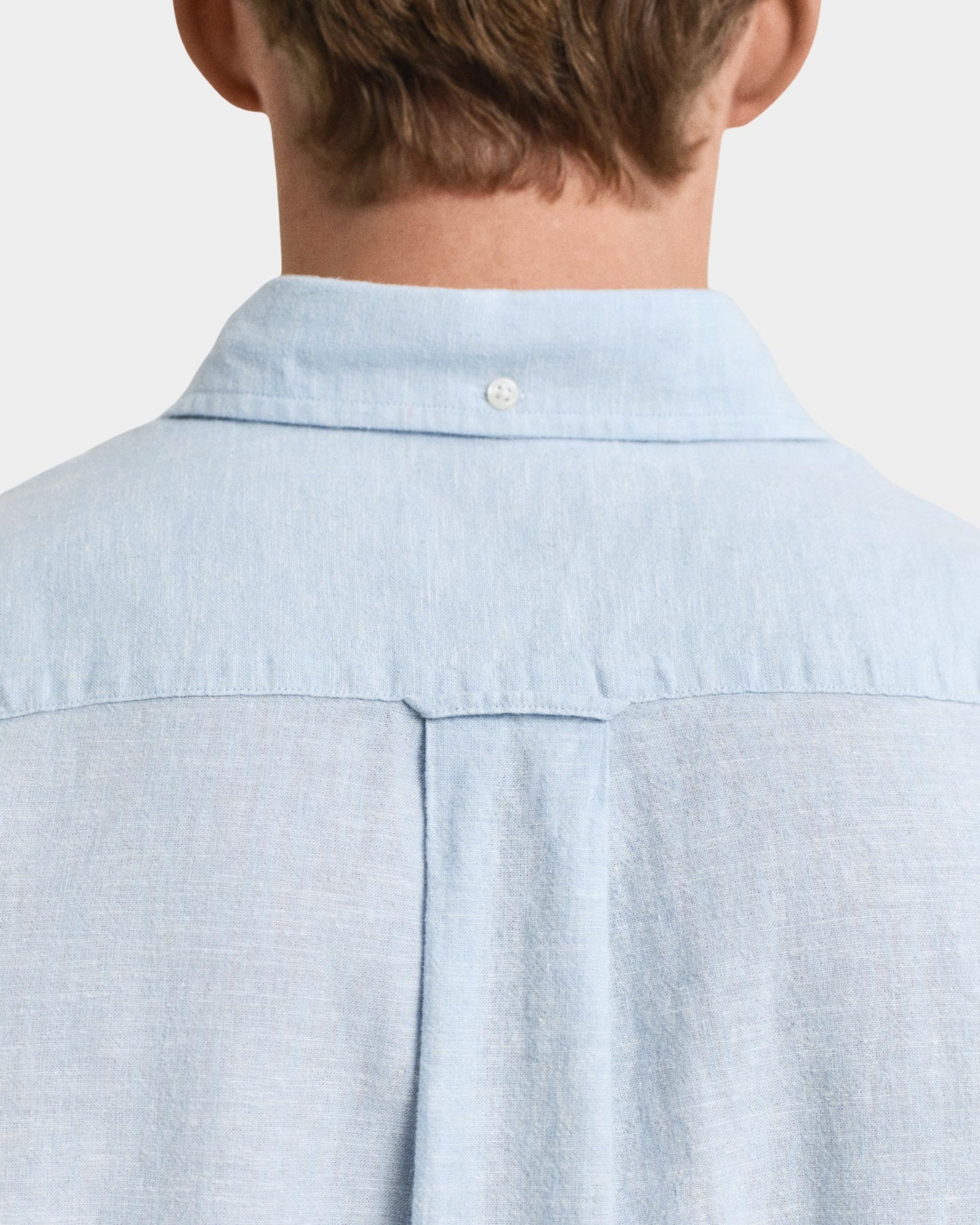 Gant Casual hemd korte mouw Blauw REG COTTON LINEN SS SHIRT 3250083/457