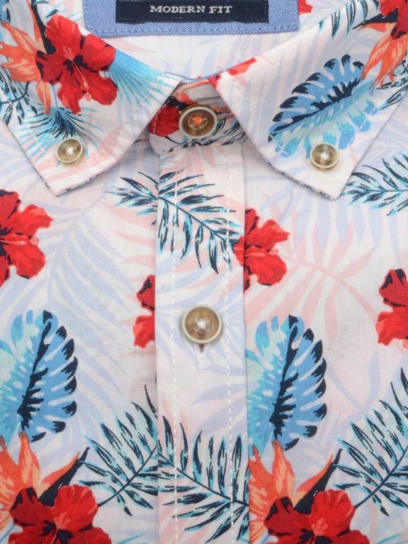 Basefield Casual hemd lange mouw Wit overhemd bloemenprint 219015085/100