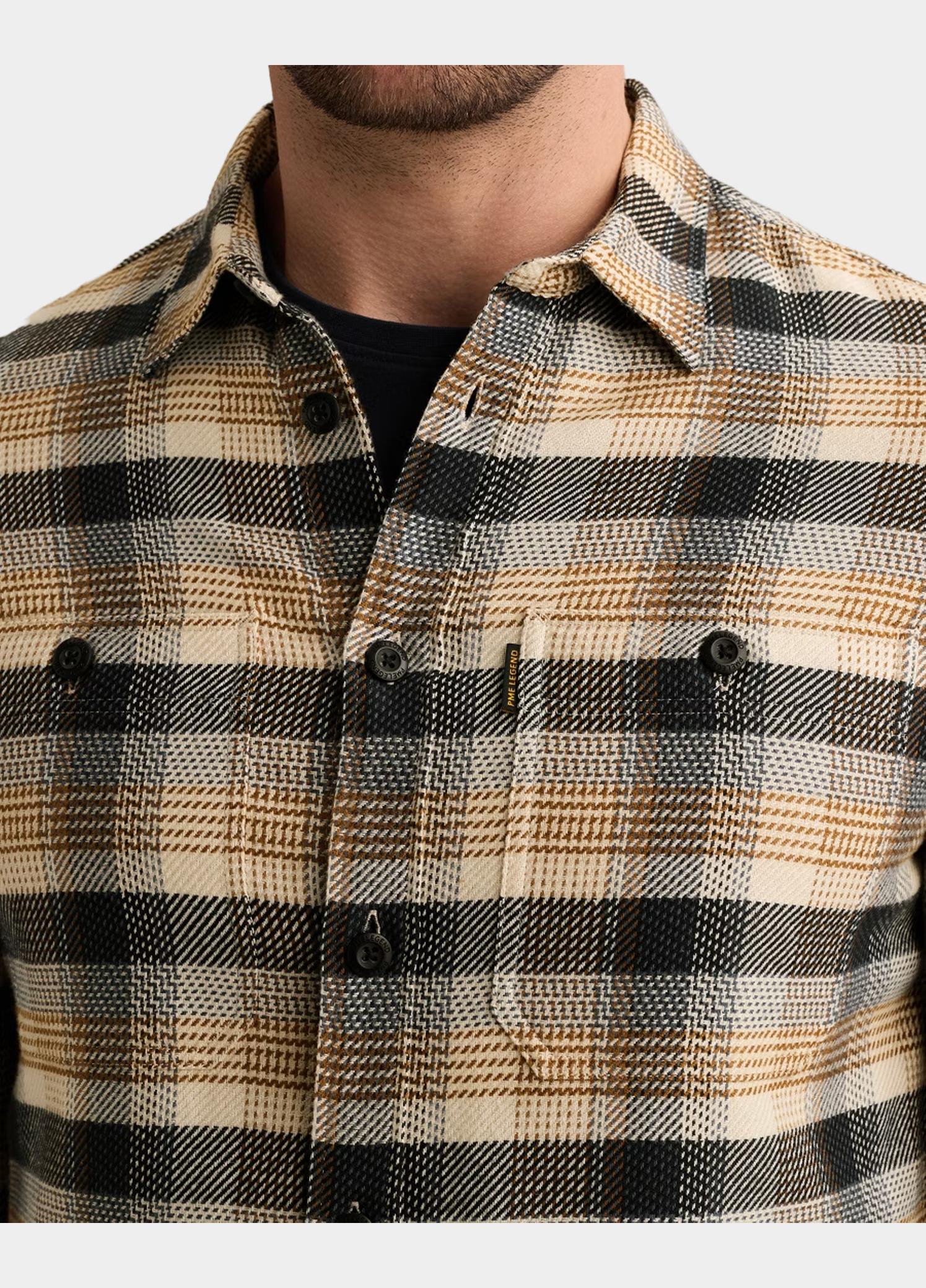 PME Legend Overhemd heren Bruin Long sleeve shirt yarn dye ch PSI2608216/8187