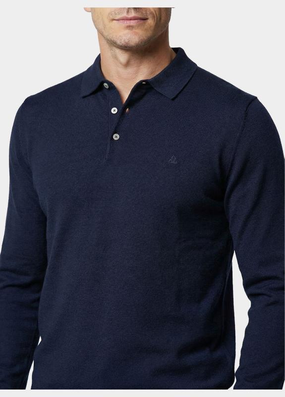 Scotland Blue Polo lange mouwen heren Blauw Plince Polo Pull SPE26105PL07SB/4001