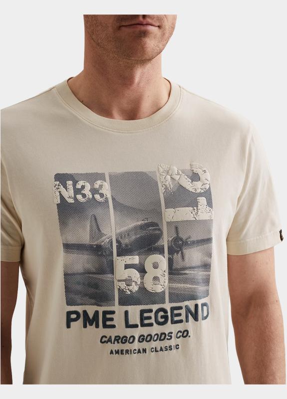 PME Legend T-shirt korte mouw Beige Short sleeve r-neck single je PTSS2603554/7013