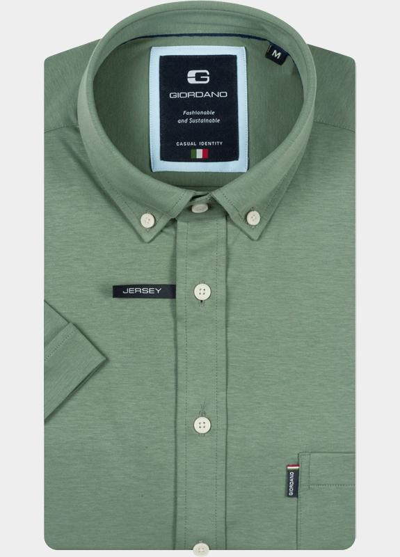 Giordano overhemd korte mouw heren Groen Alfa Short Sleeve Button Down 616078/70