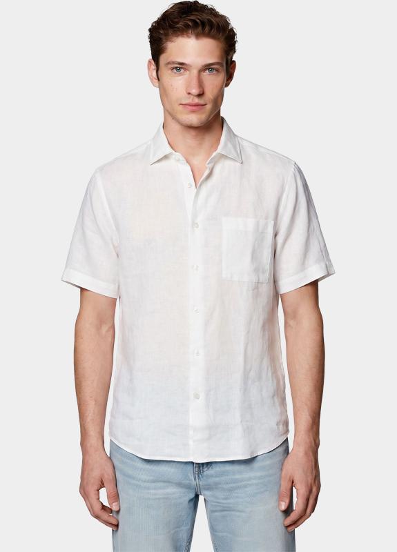Bos Casual hemd korte mouw Wit Linnen Shirt 5700.426/100