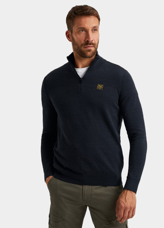 PME Legend Half Zip Blauw Half zip collar cotton moulin PKW2510301/5281