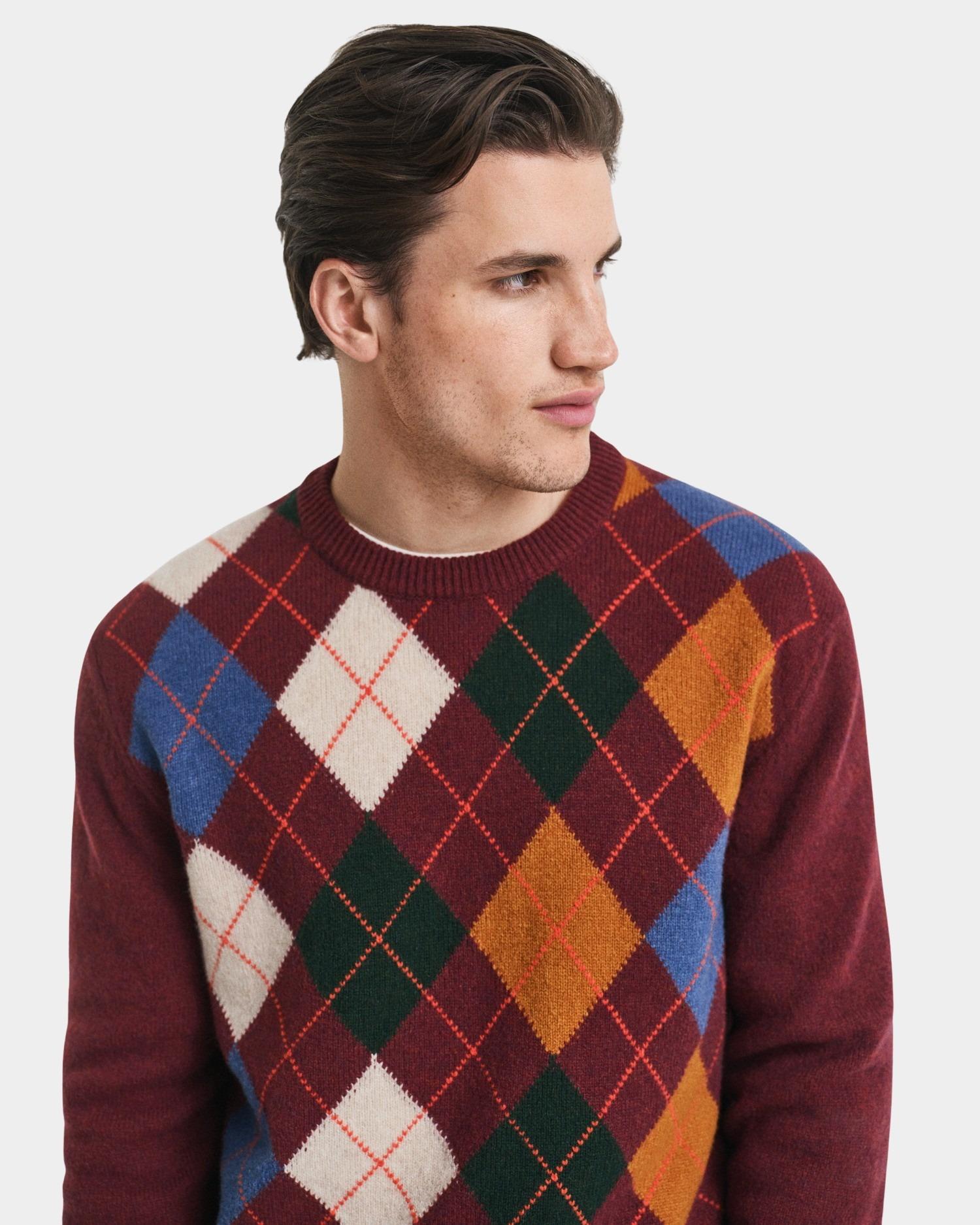 Gant Pullover Rood Argyle C-neck 8060102/621