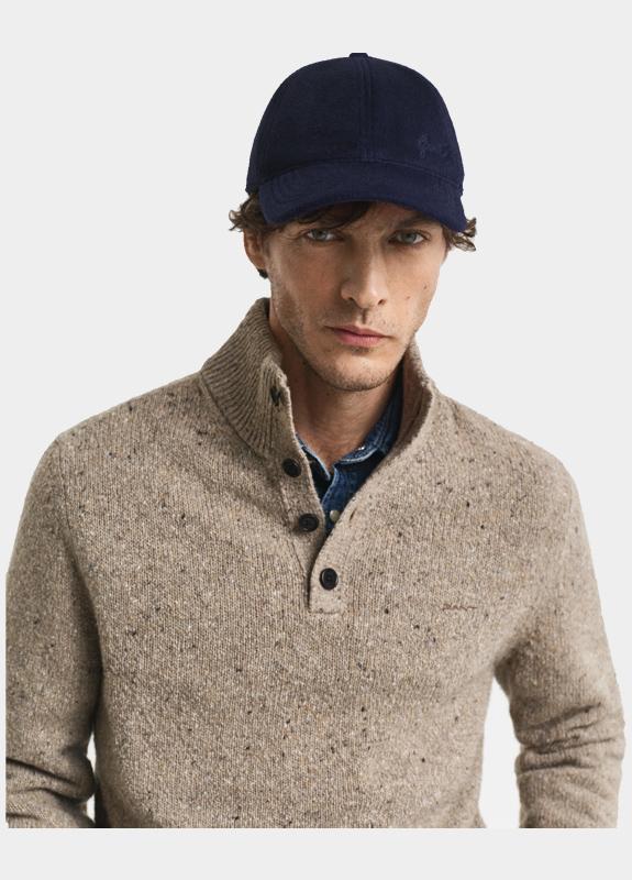 Gant Half Zip Bruin Wool blend Neps Half Buttoned 8040232/295