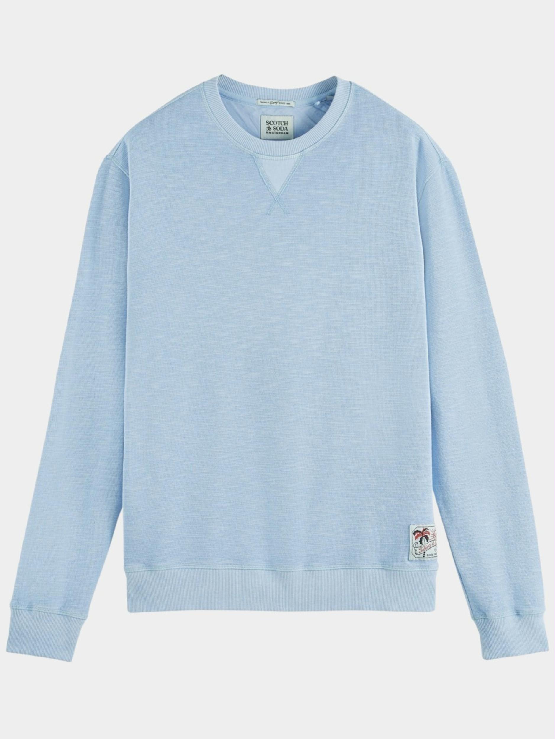 Scotch & Soda Sweater Blauw Garment dye structured sweatsh 171652/5609