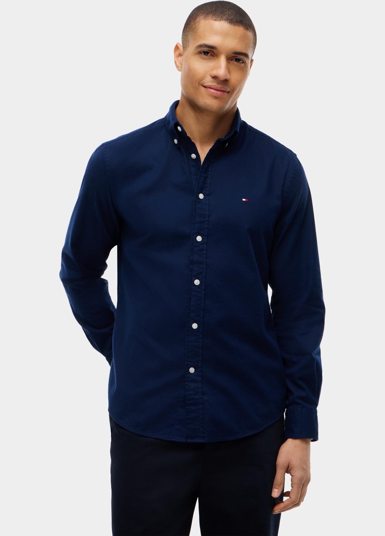 Tommy Hilfiger Overhemd heren Blauw FLEX FLANNEL SOLID RF SHIRT MW0MW40469/DCC