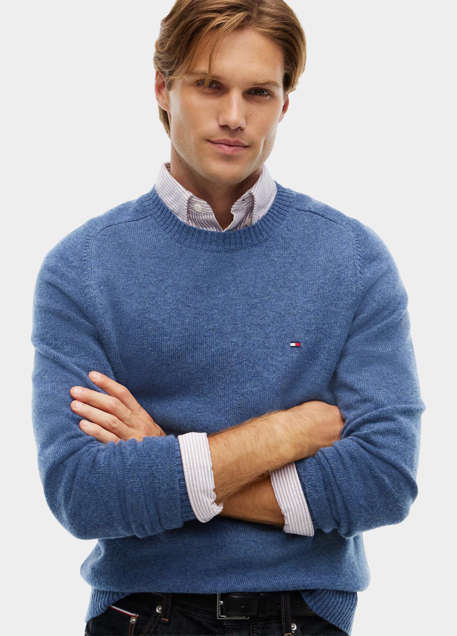 Tommy Hilfiger Pullover heren Blauw LAMBSWOOL CREW NECK MW0MW36535/D10