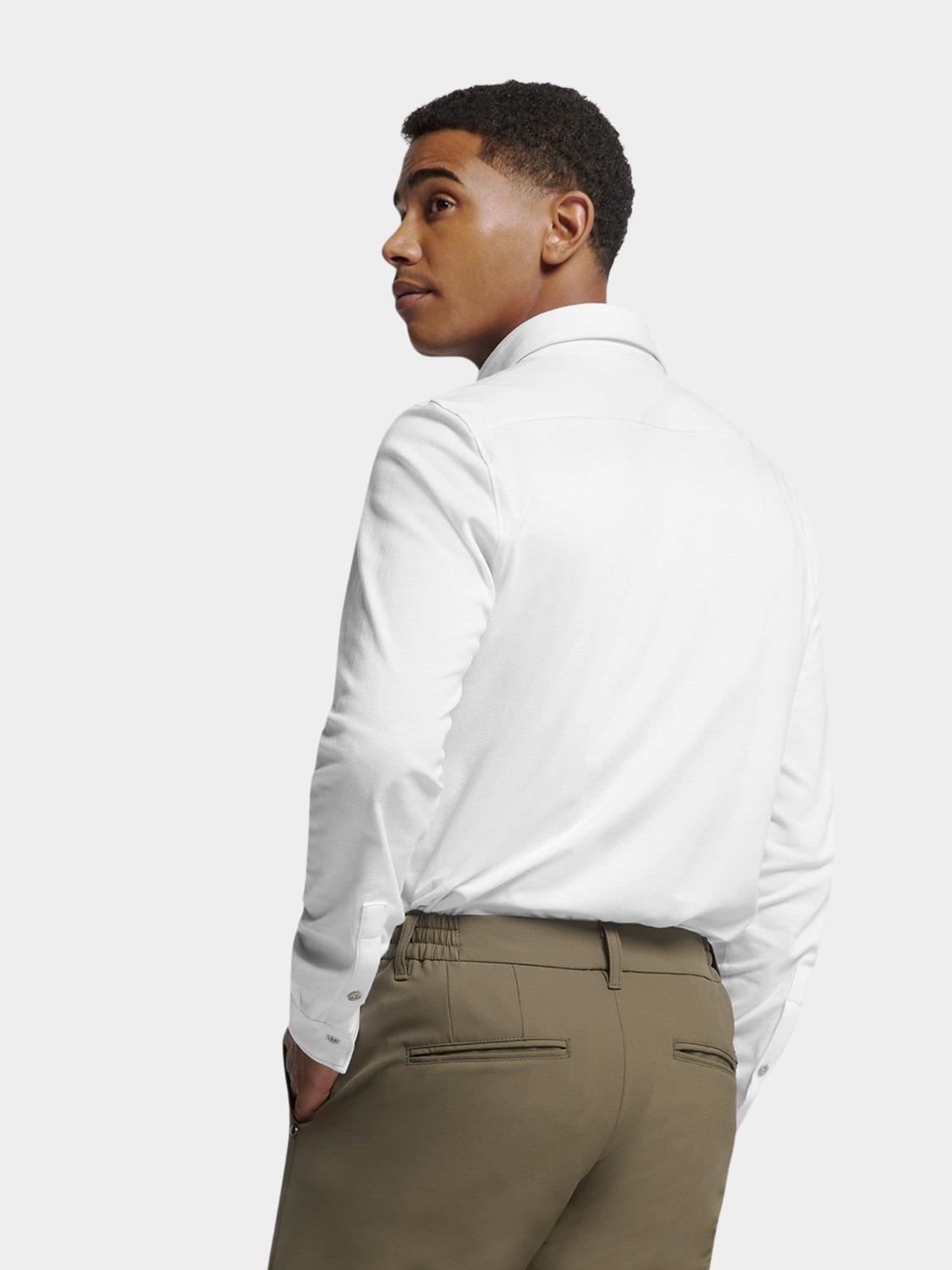 No Excess Casual hemd lange mouw Wit Shirt Jersey Pique Stretch N4186/010