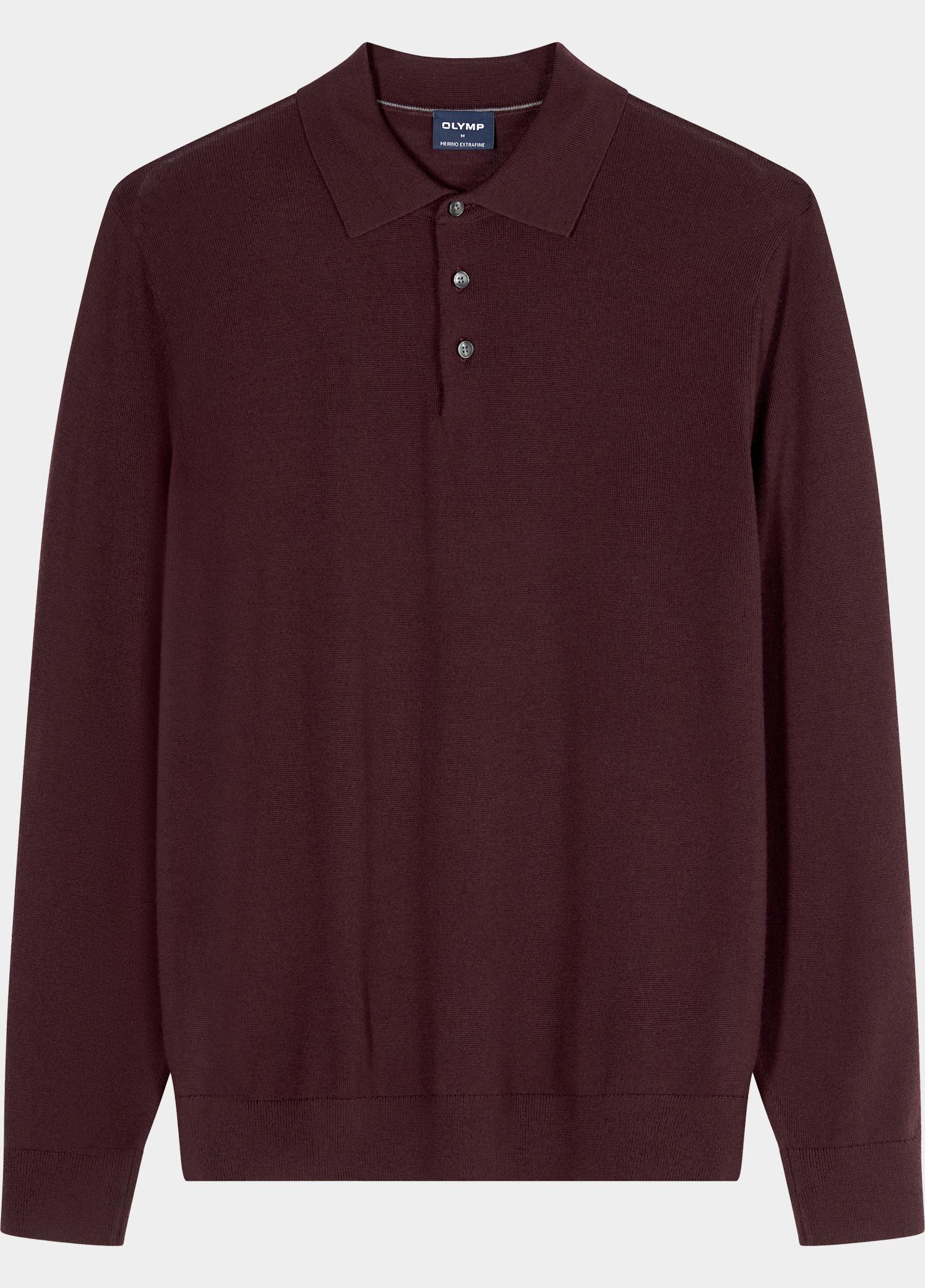 Olymp Polo lange mouwen heren Rood Polo Strick 533924/37