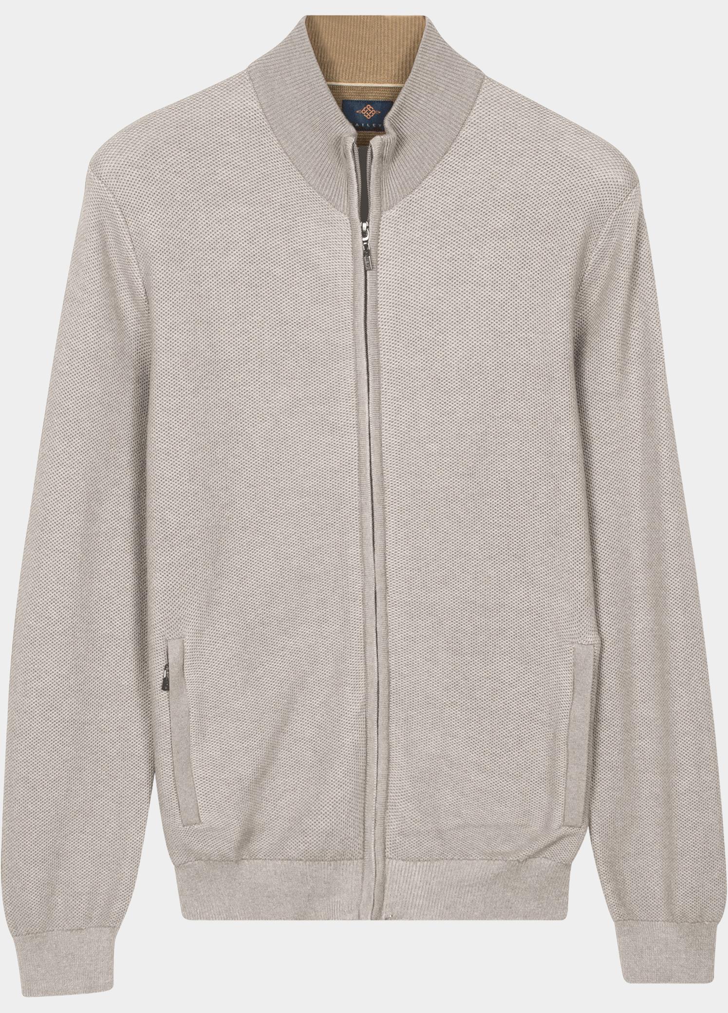 Baileys Vest heren Grijs Cardigan Zip  2-tone Jacquard 612050/945
