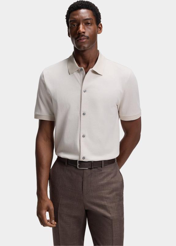 BOSS Black Polo korte mouw Beige H-Powell 102 10277814 01 50560014/286