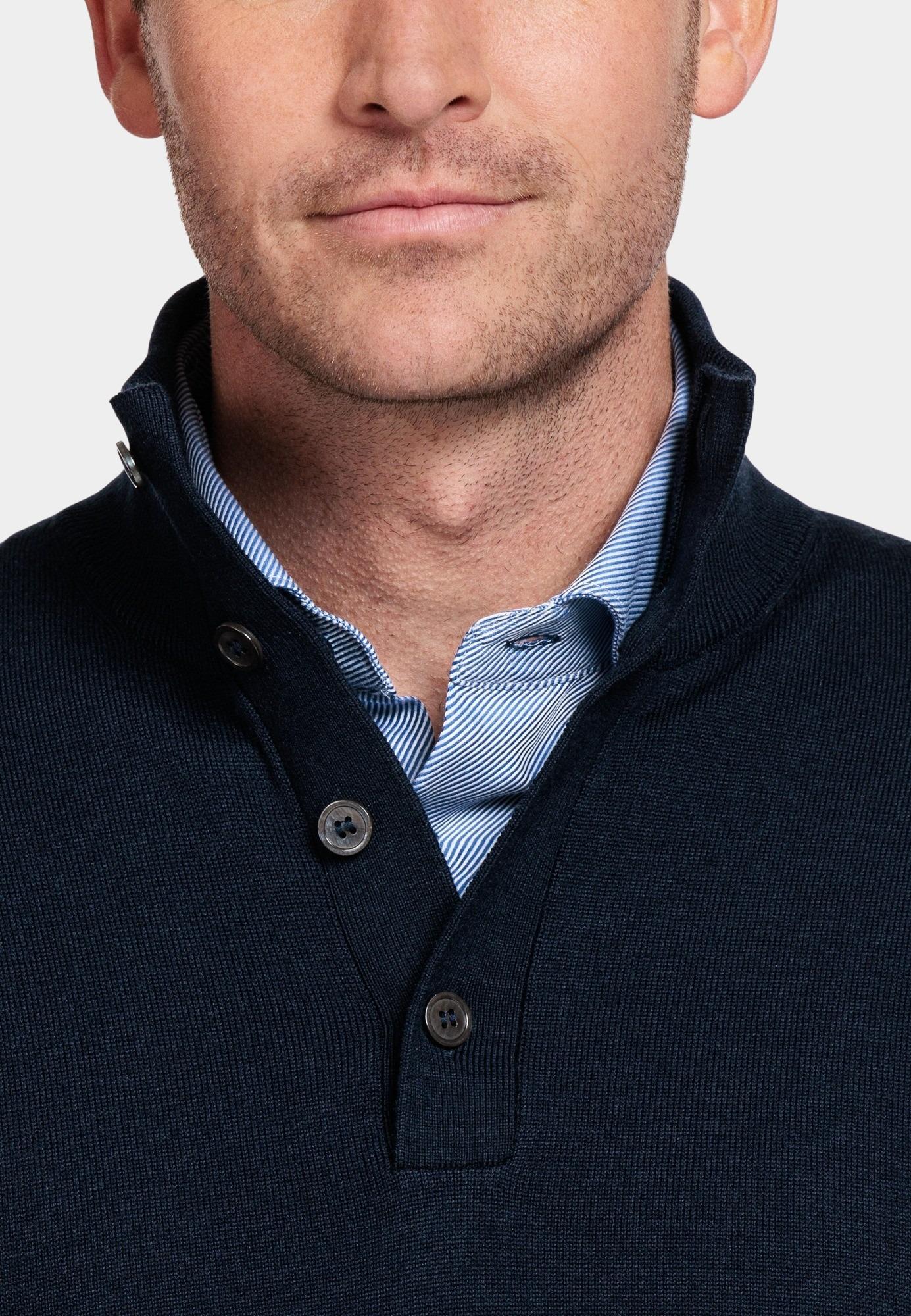 Baileys Half Zip Blauw Pullover 1/2 buttons placket 328421/60