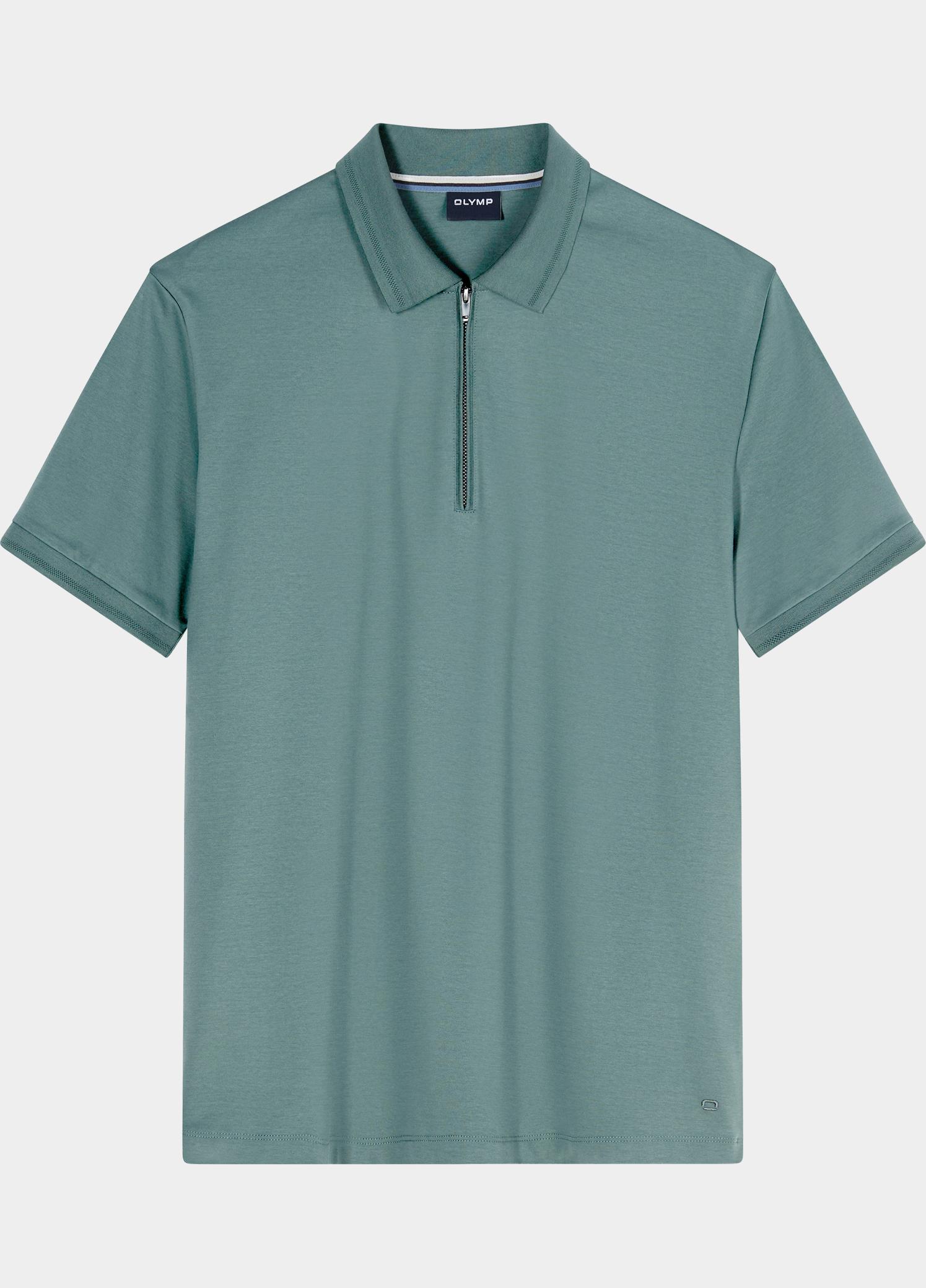Olymp Polo heren Groen Interlock Zip Polo 540362/45