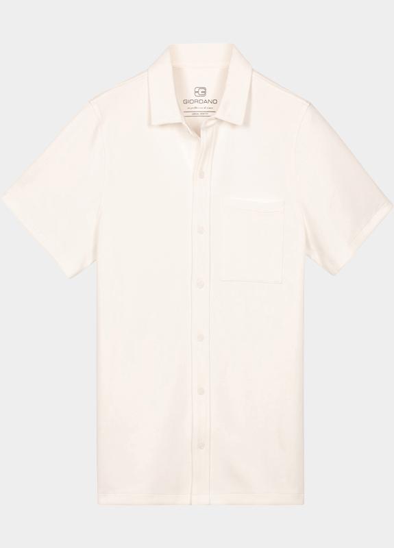 Giordano overhemd korte mouw heren Wit Puglia Short Sleeve Shirt Dou 616070/10