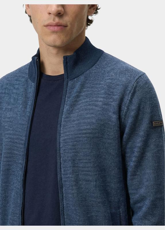 Baileys Vest heren Blauw Cardigan Zip  2-tone Jacquard 612050/69