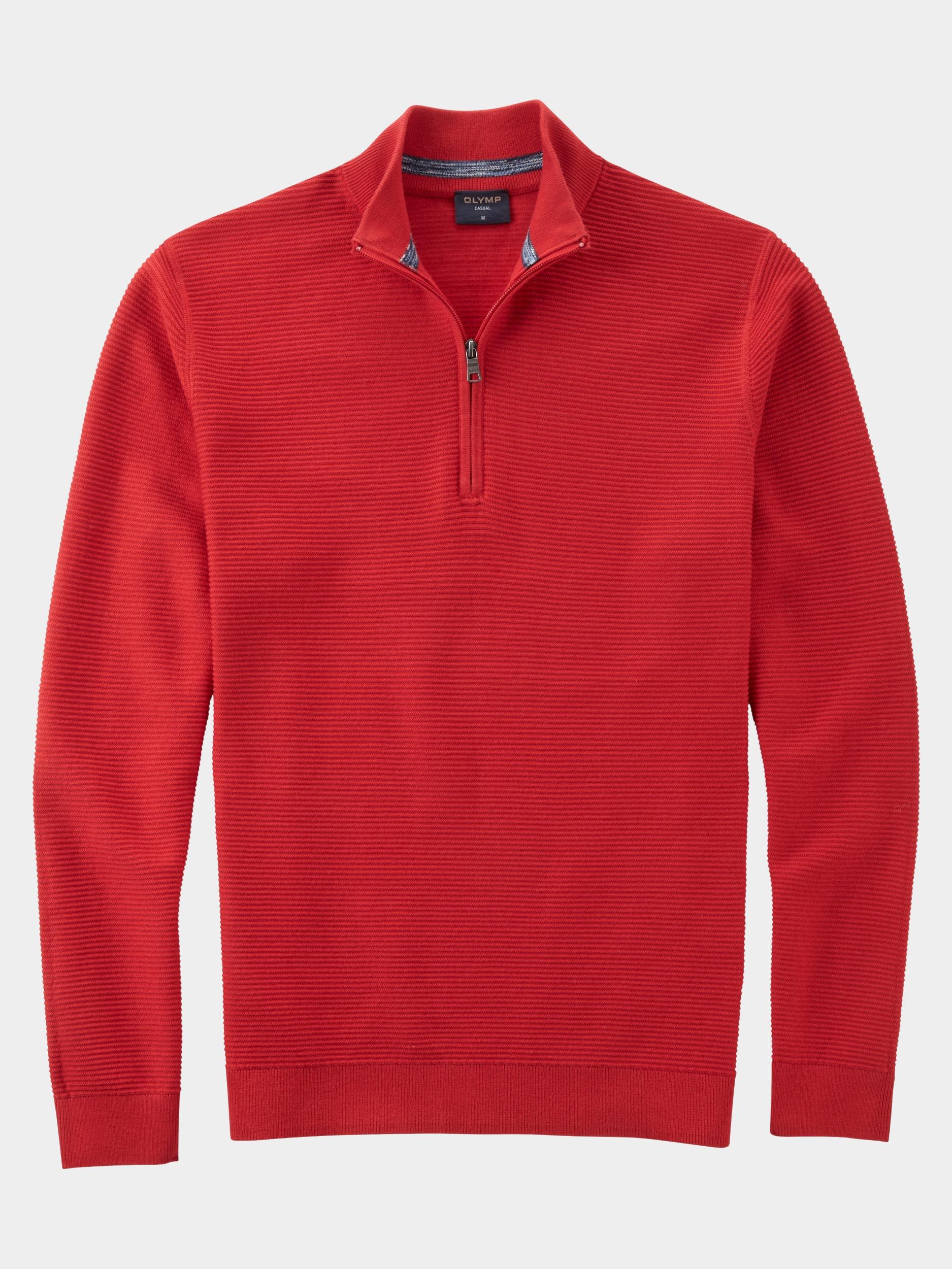 Olymp Half Zip Rood Troyer Strick 530465/35