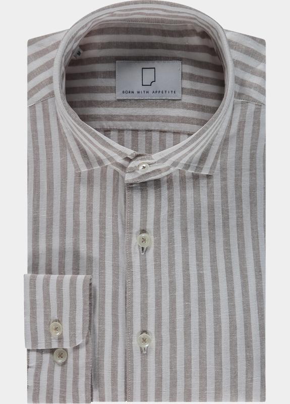 Born With Appetite Overhemd heren Bruin Avenue Li-co Ws Stripe Shirt BWA26107AV02/2002