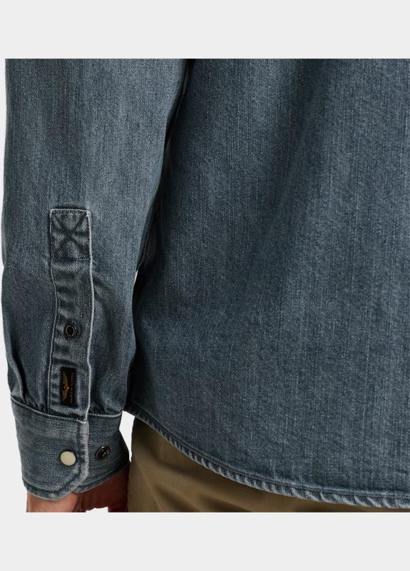 PME Legend Casual hemd lange mouw Blauw LONG SLEEVE SHIRT Indigo Deni PSI2511248/DEB