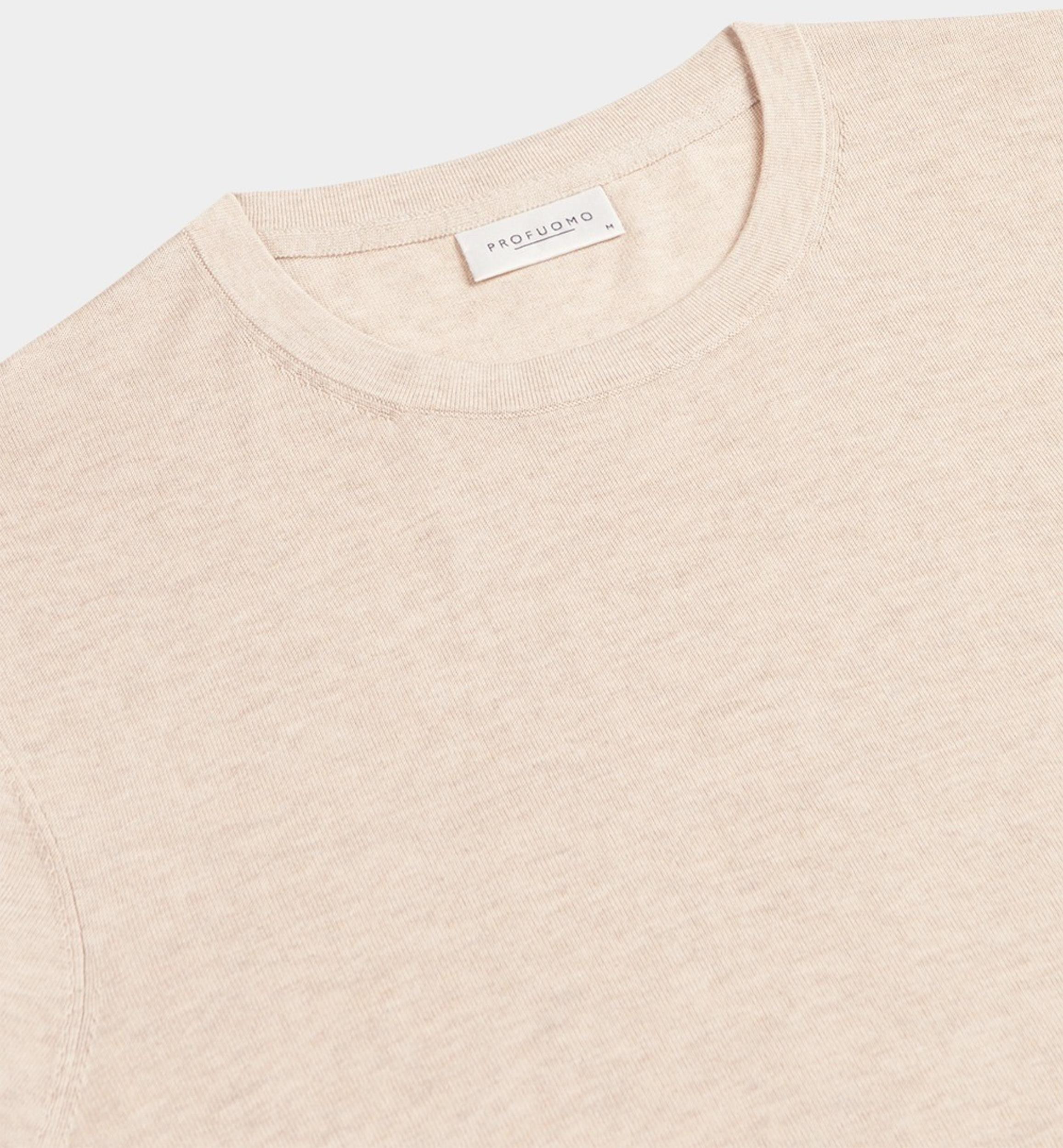 Profuomo knitted T-shirt korte mouw Beige  PPWT10005C/F