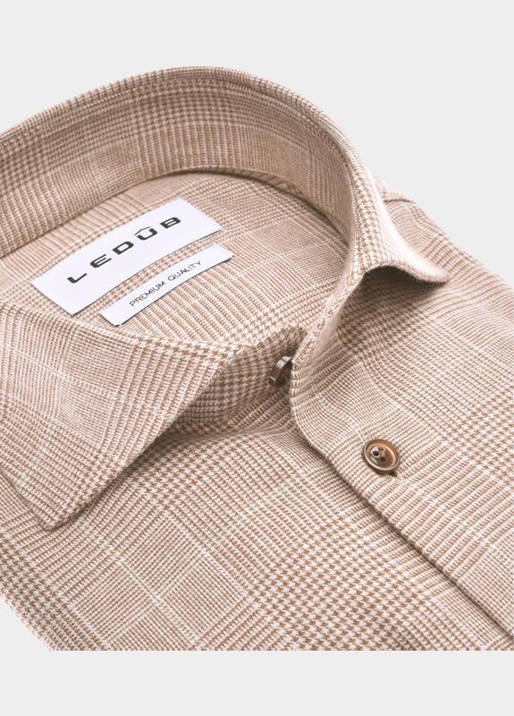 Ledub Business hemd lange mouw Bruin  0143138/650-000-000