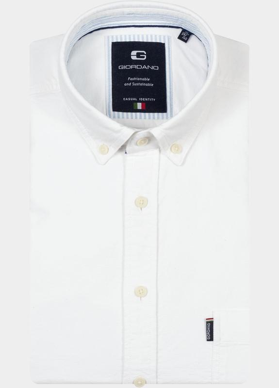 Giordano overhemd korte mouw heren Wit Marlon Short Sleeve Button Do 616052/10