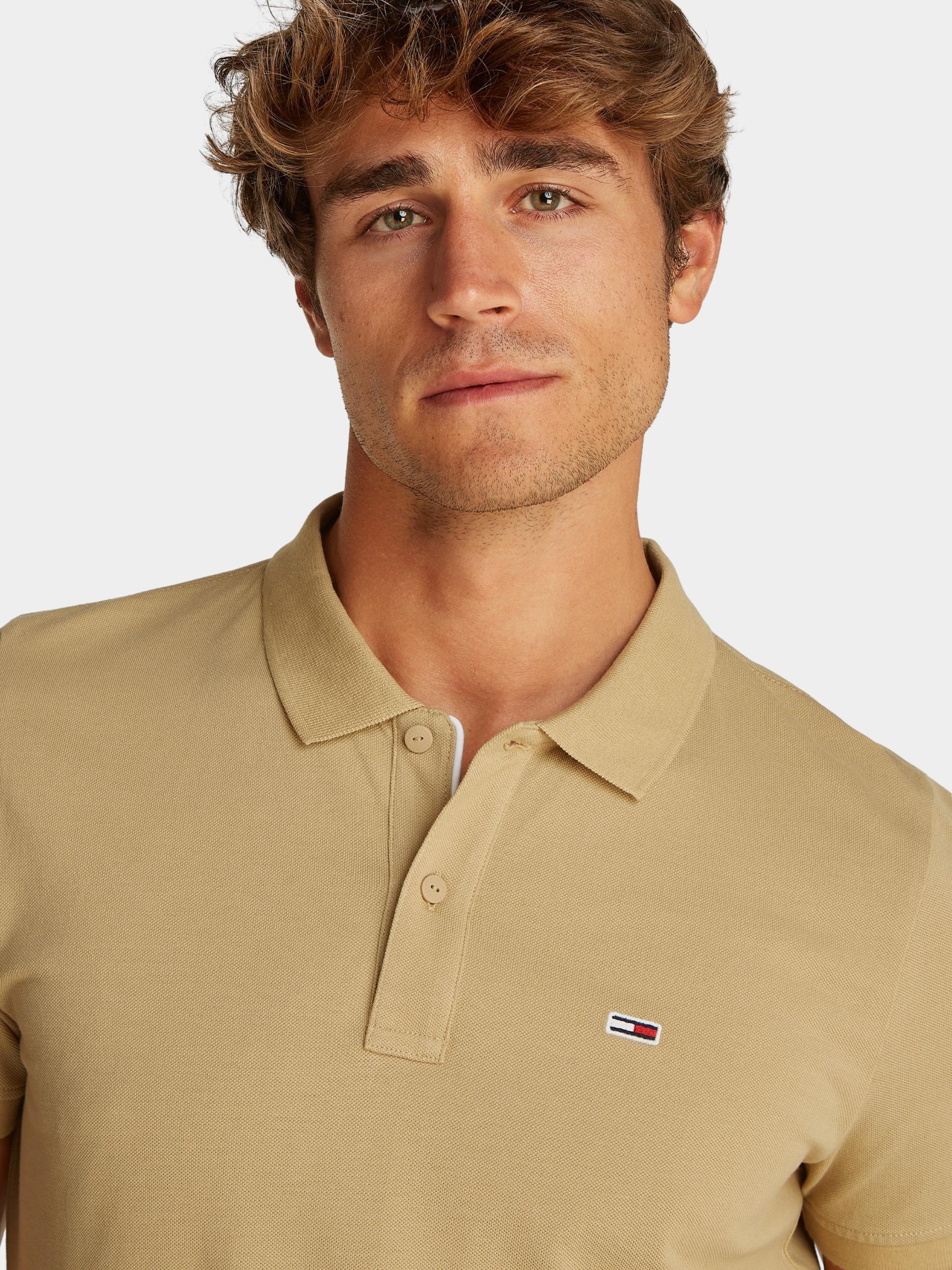Tommy Jeans Polo korte mouw Beige TJM SLIM PLACKET POLO EXT DM0DM20676/ACT