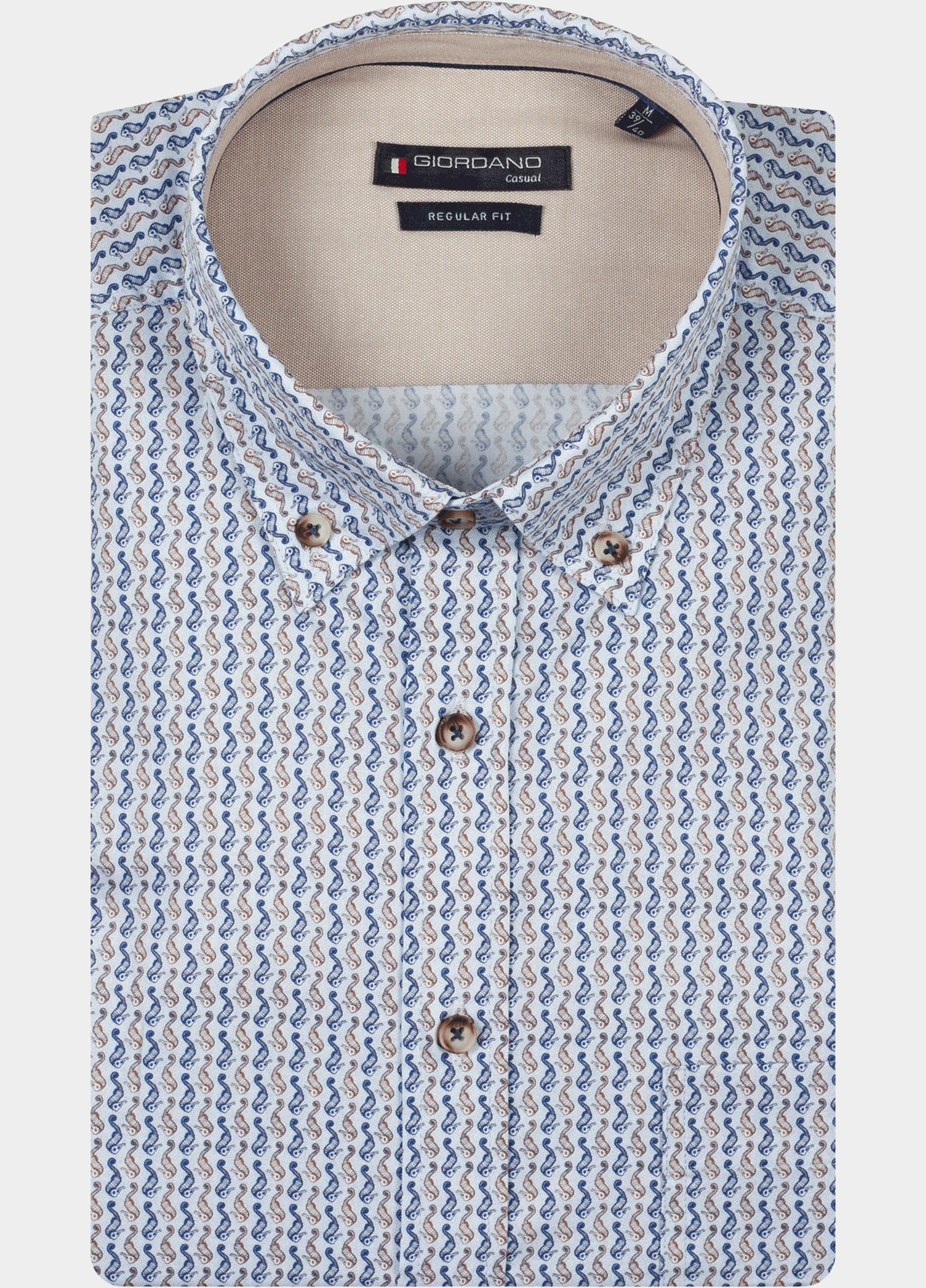 Giordano Overhemd heren Blauw Ivy Long Sleeve Button Down S 617051/60